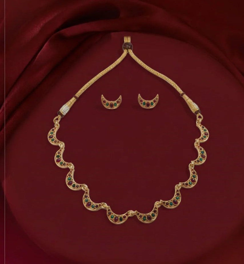 Traditional Crescent Design Necklace Set for Women & Girls