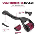 Derma Roller 1.00 mm with Disinfectant | With 540 Titanium Alloy Needles | Promotes Beard & Hair Growth & Reduces Acne Scars | Safe & Effective to Use
