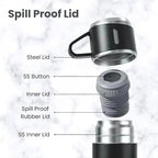 Pack of 1 Vacuum Flask Set with 2 Cups, Double Wall Stainless Steel Thermo 500ml Vacuum Insulated Bottle