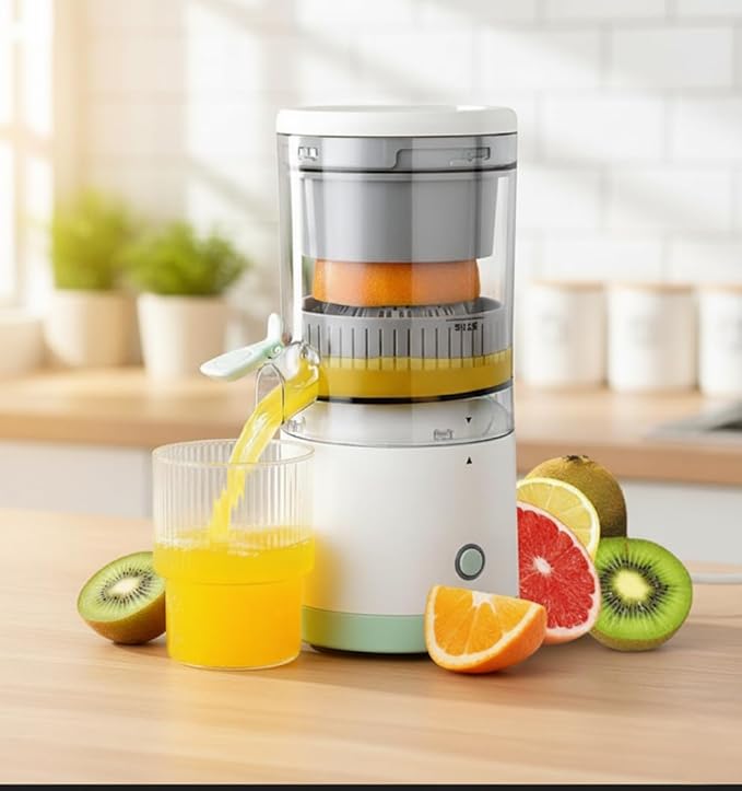 Electric Citrus Juicer with Easy-Clean Design, Compact Fruit Squeezer with Direct Serve Spout, Manual Hand Press Juicing Machine for Orange, Lemon, Fresh Juice