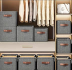 26L Large Capacity Rectangular Wardrobe Foldable Stackable Container Organizer Metal Frame Basket Set With Zipper & Lid