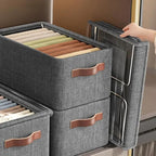 26L Large Capacity Rectangular Wardrobe Foldable Stackable Container Organizer Metal Frame Basket Set With Zipper & Lid