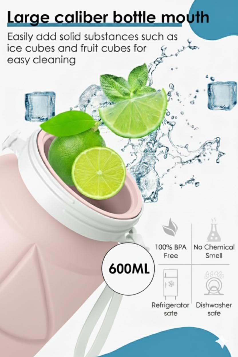 फोल्डिंग सिलिकॉन पानी की बोतल | जिम, ऑफिस, स्कूल, साइकिलिंग, हाइकिंग और आउटडोर खेलों के लिए फोल्डेबल ट्रैवल पानी की बोतल 