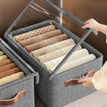 26L Large Capacity Rectangular Wardrobe Foldable Stackable Container Organizer Metal Frame Basket Set With Zipper & Lid