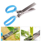 Stainless Steel 5-Blade Herb Scissors – Multi-Layer Coriander & Vegetable Cutter with Cleaning Brush