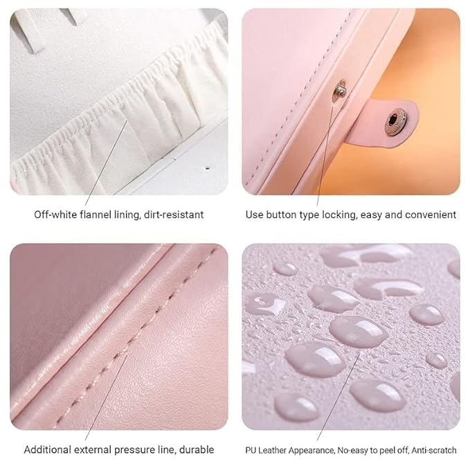 Jewellery Organiser PU Leather Zipper Portable Storage Box Case