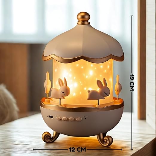 Night Light Rabbit Sky Projector for Kids360° Rotating Lamp with 6 Films, 5 Colors and Rechargeable Battery.(Night Light Projector)