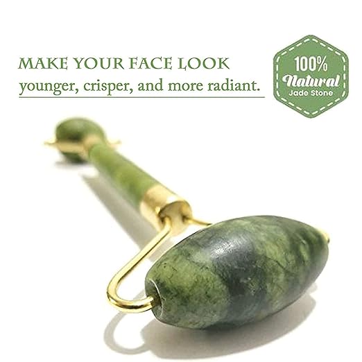Facial Massager Jade Roller, Stone for Face Neck Healing Skin Wrinkles & Serum Application