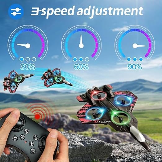 Remote Control Airplane with Camera for Kids, RC Camera Fighter Jet for Kids Adults 360° Flip, Stunt Roll, Camera Drones Toy