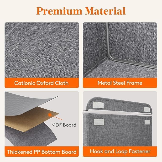 26L Large Capacity Rectangular Wardrobe Foldable Stackable Container Organizer Metal Frame Basket Set With Zipper & Lid