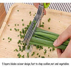 Stainless Steel 5-Blade Herb Scissors – Multi-Layer Coriander & Vegetable Cutter with Cleaning Brush