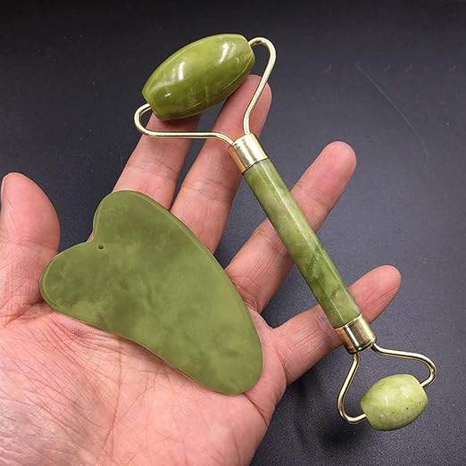 Facial Massager Jade Roller, Stone for Face Neck Healing Skin Wrinkles & Serum Application