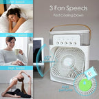 Portable Mini Air Cooler Fan for Room | Cooling Fan with 7-Color LED Light, 3 Speeds, 3 Spray Modes & 1/2/3H Timer | Compact AC Cooler Fan for Home, and multi use