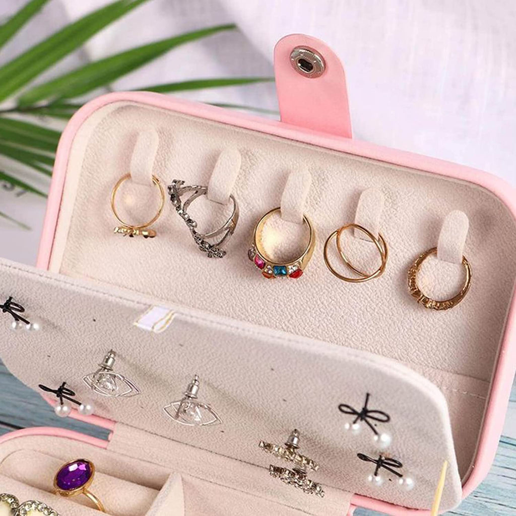 Jewellery Organiser PU Leather Zipper Portable Storage Box Case