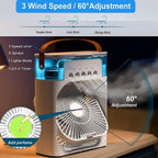 Portable Mini Air Cooler Fan for Room | Cooling Fan with 7-Color LED Light, 3 Speeds, 3 Spray Modes & 1/2/3H Timer | Compact AC Cooler Fan for Home, and multi use