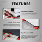 Furniture Lifter and Mover Tool Set, Wheels for Heavy Furniture, Heavy Appliances Mover for Home, Fridge Slider Wheel, 360° Rotational