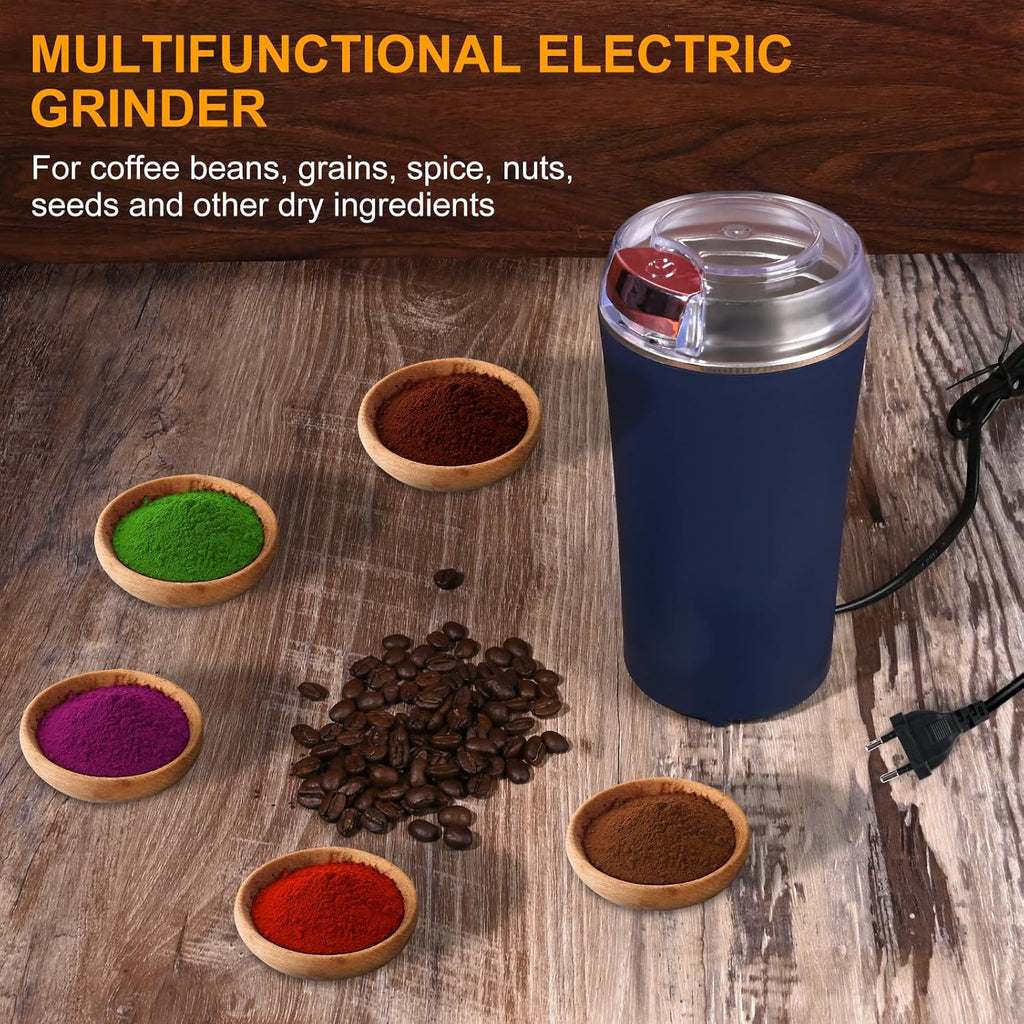 ELECTRIC COFFEE GRIANDER | With Stainless Steel Blades, Overheating Protection, Portable for Beans