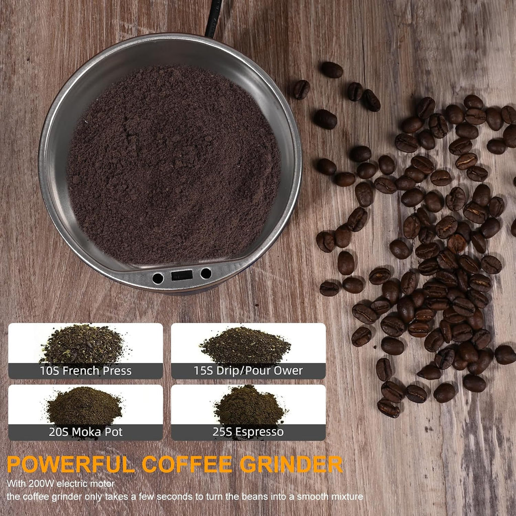 ELECTRIC COFFEE GRIANDER | With Stainless Steel Blades, Overheating Protection, Portable for Beans