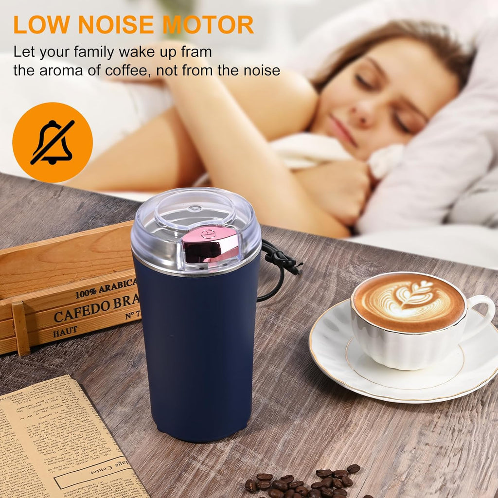 ELECTRIC COFFEE GRIANDER | With Stainless Steel Blades, Overheating Protection, Portable for Beans