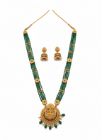 Green Beads Lakshmi Pendant Necklace Set for Women & Girls