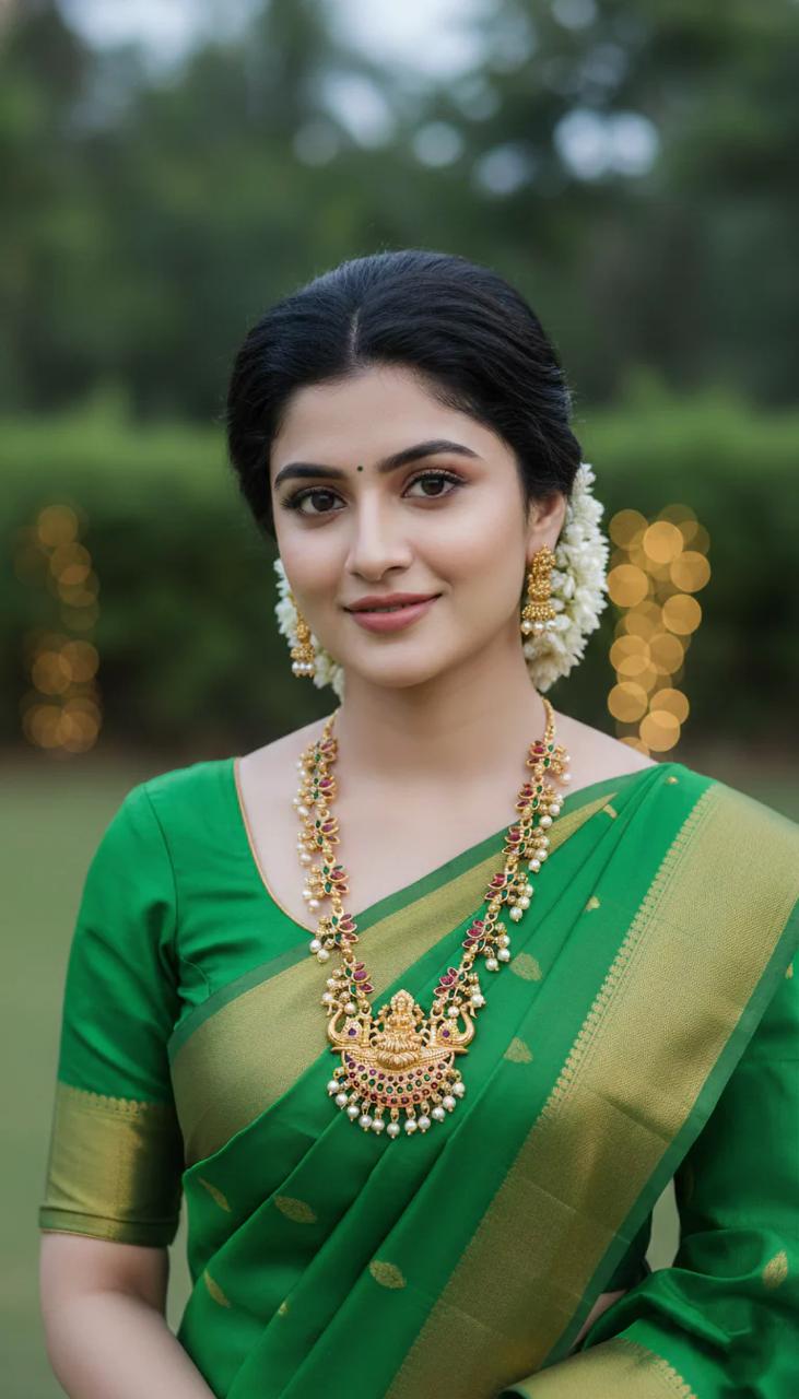 Gold-Plated Lakshmi Temple Jewellery Set for Women |Antique Finish with Ruby, Emerald & Pearl