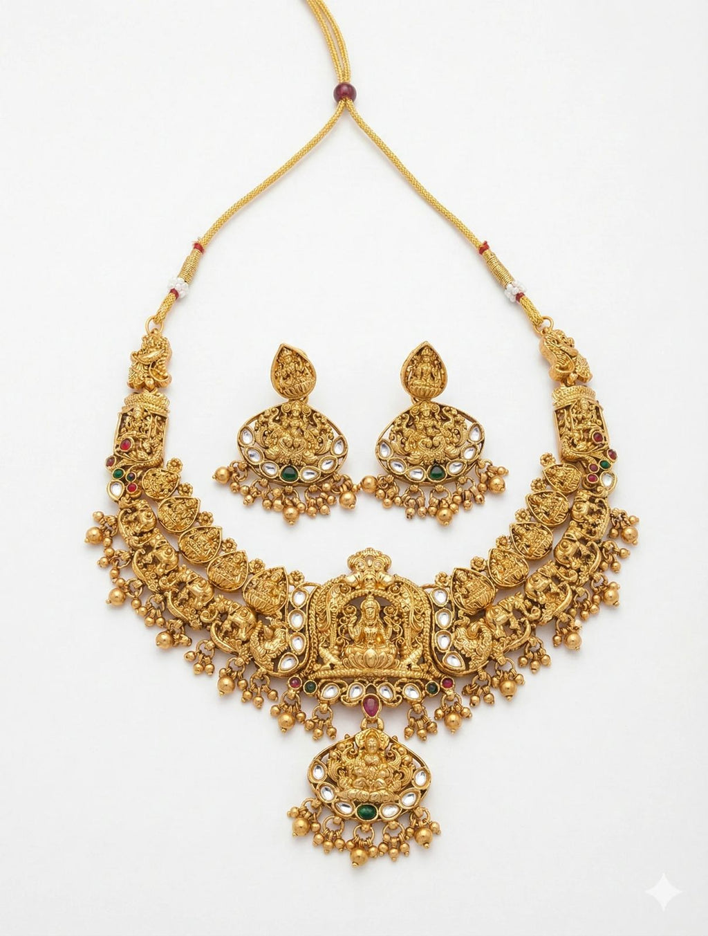 Choker Necklace Set for Women – Gold Plated South Indian Bridal Jewellery with Kundan Work & Jhumka Earrings