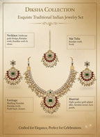 Kundan Bridal Necklace Set for Women – Red & Green Stone Wedding Jewellery with Maang Tikka