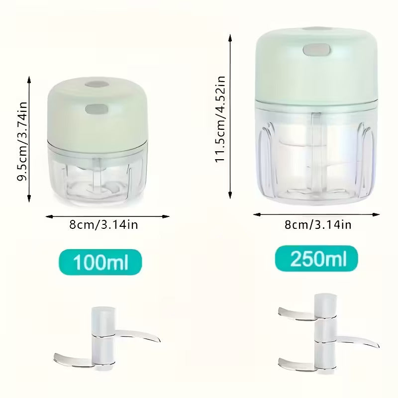 Cordless Mini Electric Chopper and Food Processor, Mini Electric Garlic Mincer with Rechargeable Battery, USB Charging Grinder - Compact Portable Design, Cordless Food Processor, Perfect for Garlic, Ginger, Onion