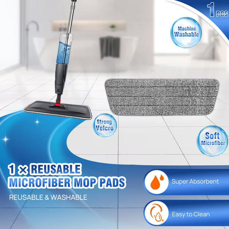 pray Mop for Cleaning Floors - Microfibre Floor Mops Wet Dry Flat Mop with 700ML Refillable Bottle & Washable Pads Replacement, Dust Kitchen Mop for Wooden Laminate Tile Marble Hard Floors