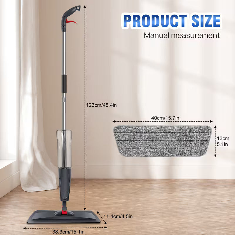 pray Mop for Cleaning Floors - Microfibre Floor Mops Wet Dry Flat Mop with 700ML Refillable Bottle & Washable Pads Replacement, Dust Kitchen Mop for Wooden Laminate Tile Marble Hard Floors