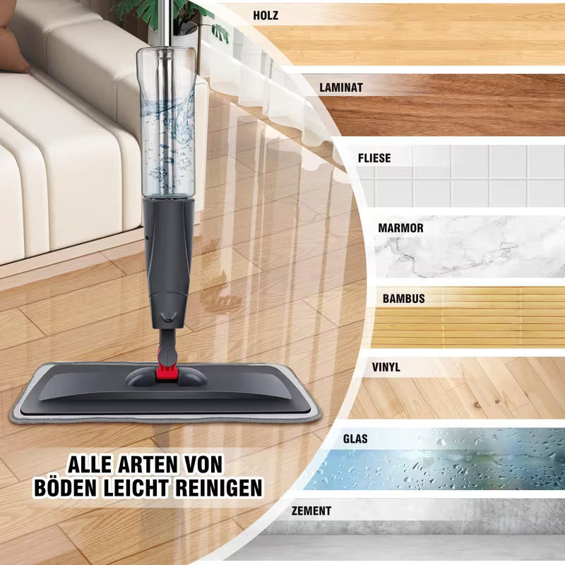 pray Mop for Cleaning Floors - Microfibre Floor Mops Wet Dry Flat Mop with 700ML Refillable Bottle & Washable Pads Replacement, Dust Kitchen Mop for Wooden Laminate Tile Marble Hard Floors