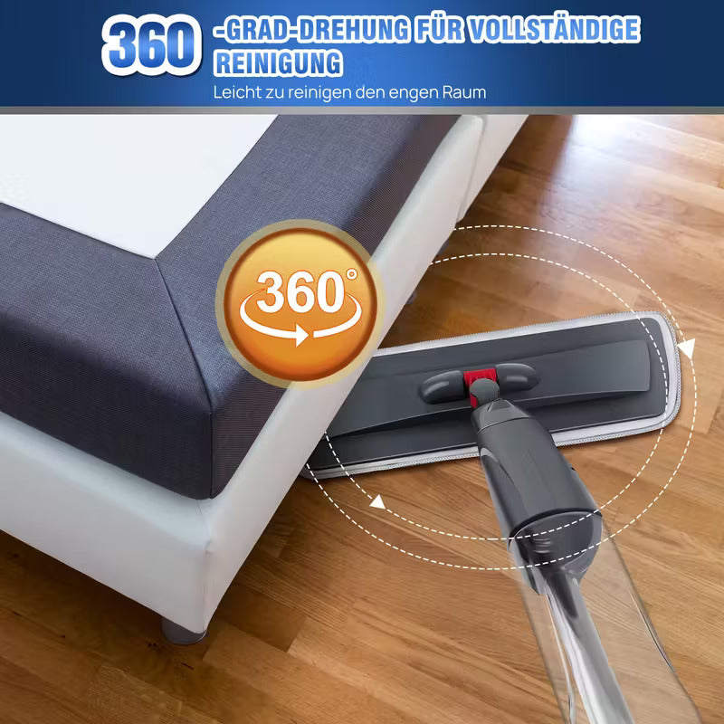 pray Mop for Cleaning Floors - Microfibre Floor Mops Wet Dry Flat Mop with 700ML Refillable Bottle & Washable Pads Replacement, Dust Kitchen Mop for Wooden Laminate Tile Marble Hard Floors